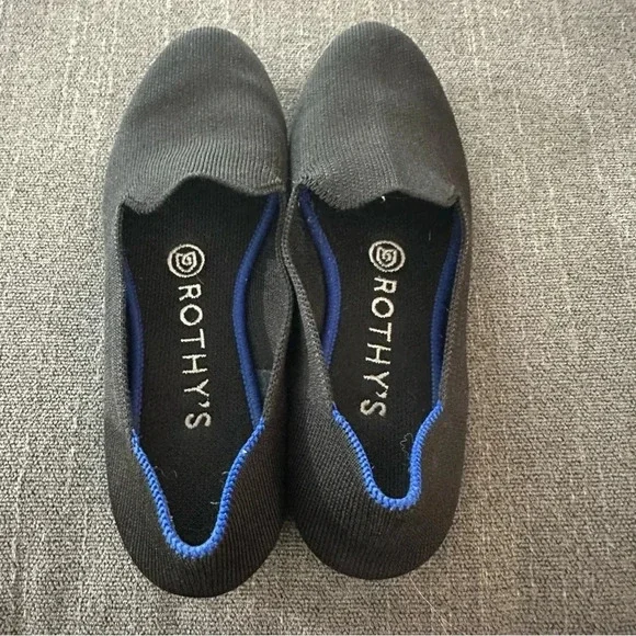 Rothy's black round toe flats 5.5 slip on washable sustainable work comfortable - Picture 3 of 8